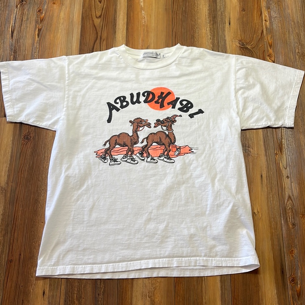 Vintage Abudhabi Shirt XL Camel Desert Sun T-shirt Middle East White Tee